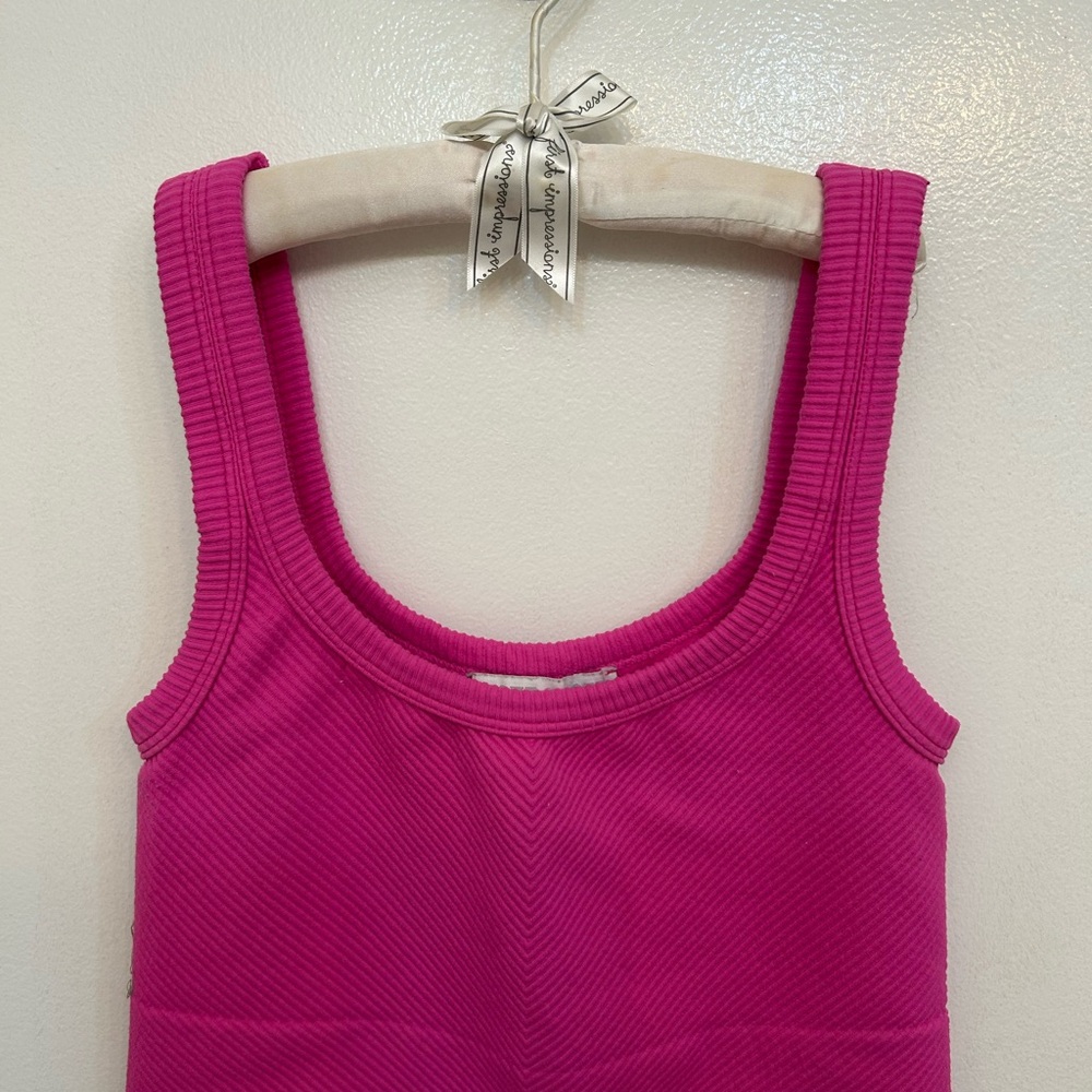 Mixology Pink Ribbed Tank Top